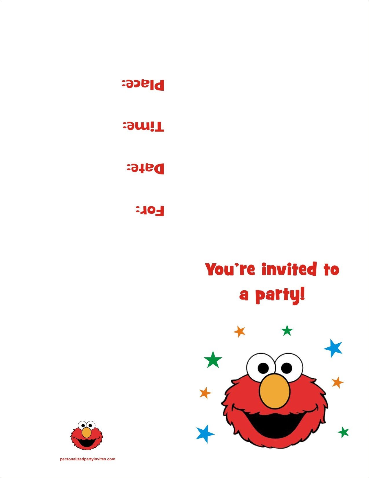 Free Invitation Template Printable Elmo Free Printable Birthday Party Invitation Personalized