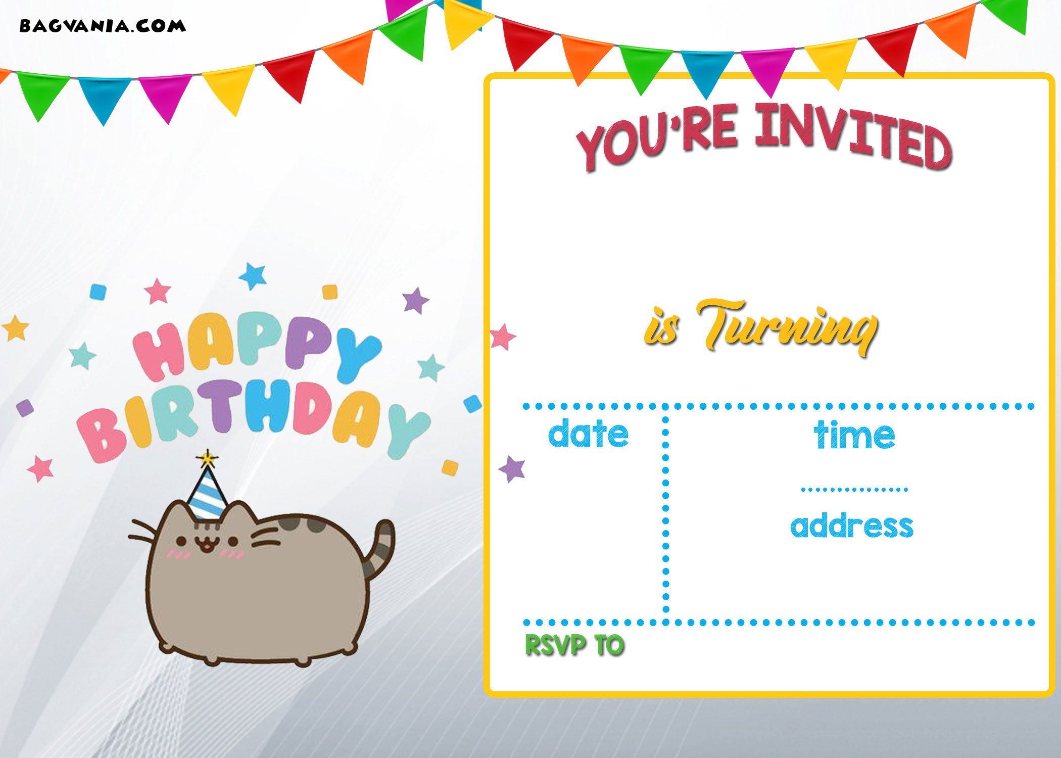 Free Invitation Template Printable Free Printable Pusheen Birthday Invitation Template