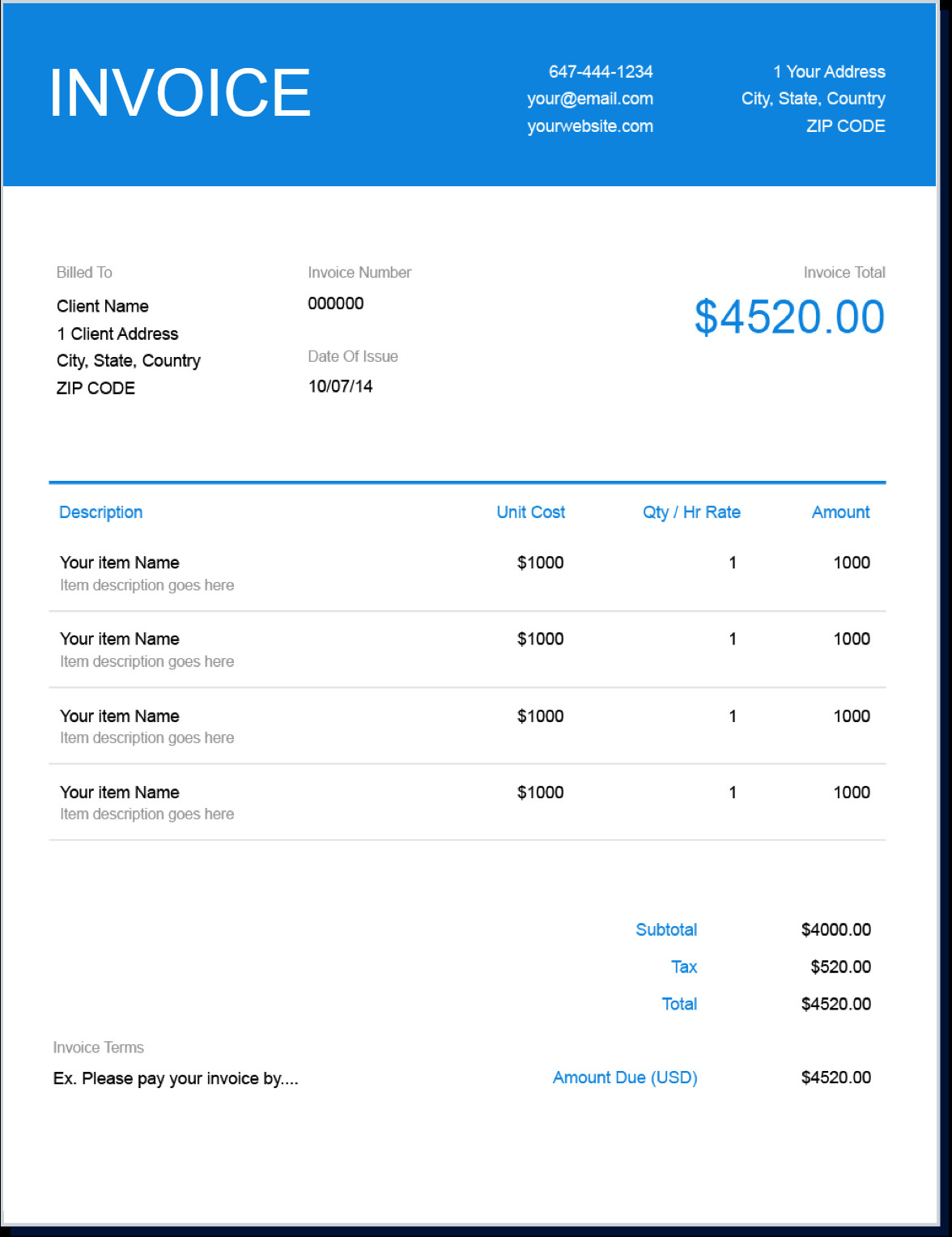 Free Invoice Template for Word Invoice Template Send In Minutes