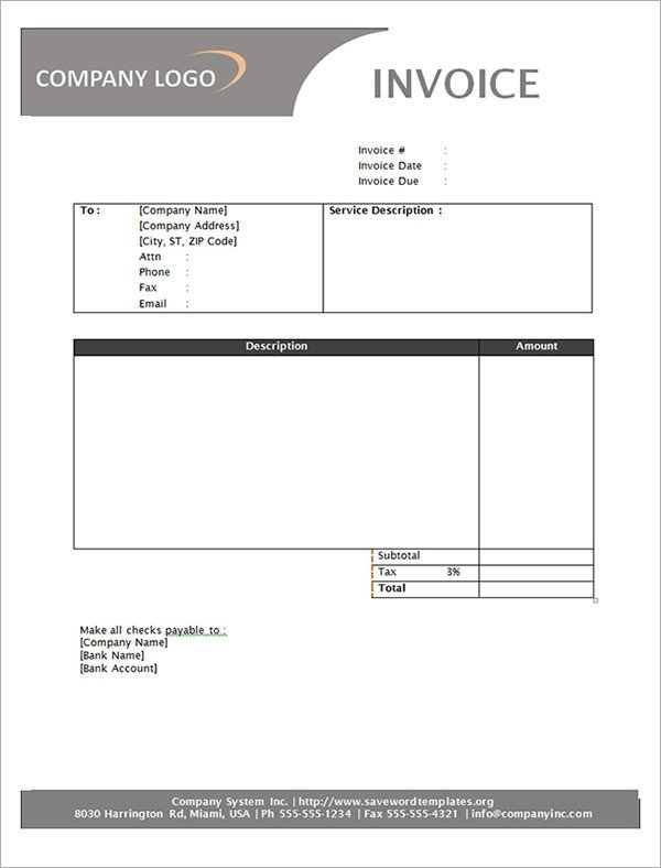 Free Invoice Template for Word Service Invoice 34 Download Documents In Pdf Word