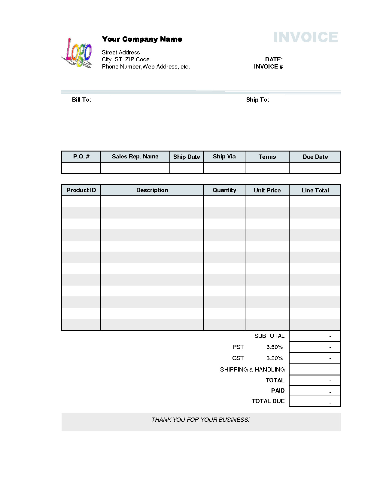 Free Invoice Template Pdf Business Invoice Template