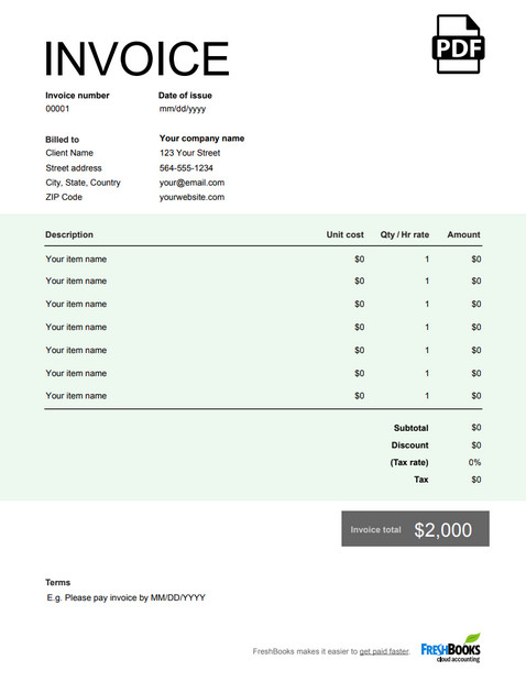 Free Invoice Template Pdf Invoice Template Send In Minutes