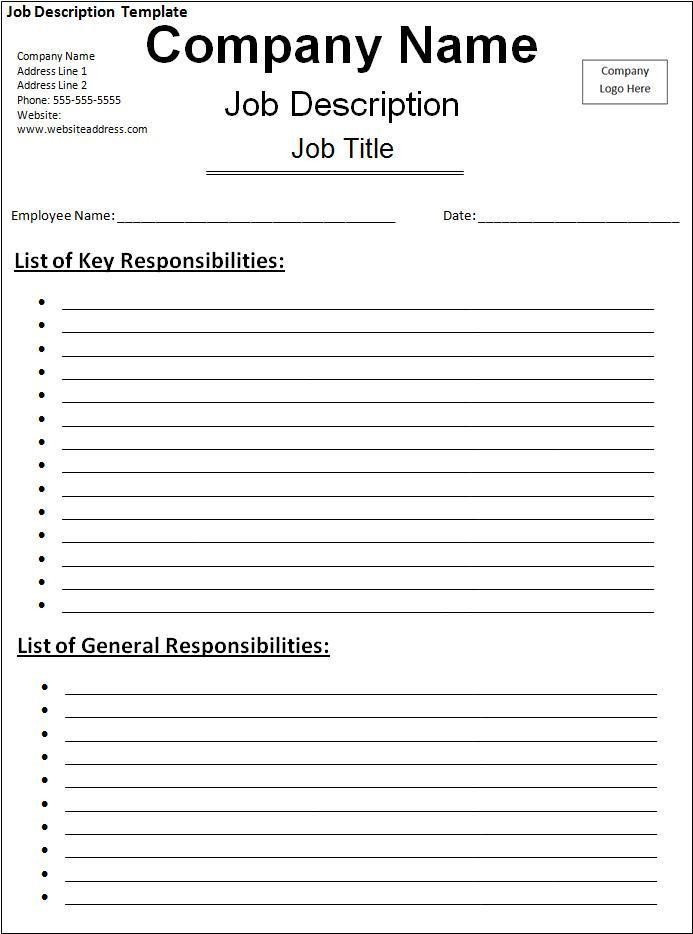 Free Job Description Template 10 Job Description Templates