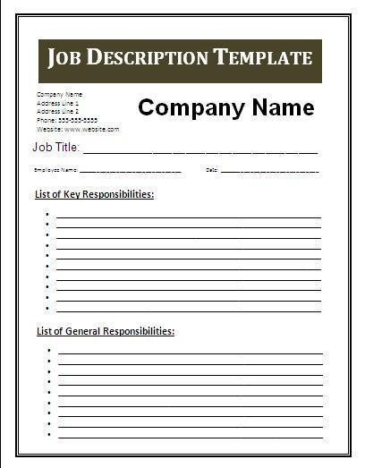 Free Job Description Template 3 Job Description Template