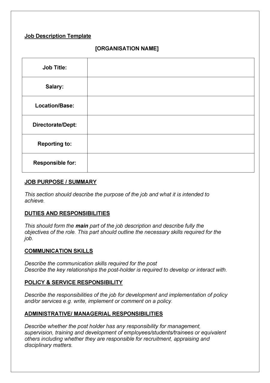 Free Job Description Template 49 Free Job Description Templates & Examples Free