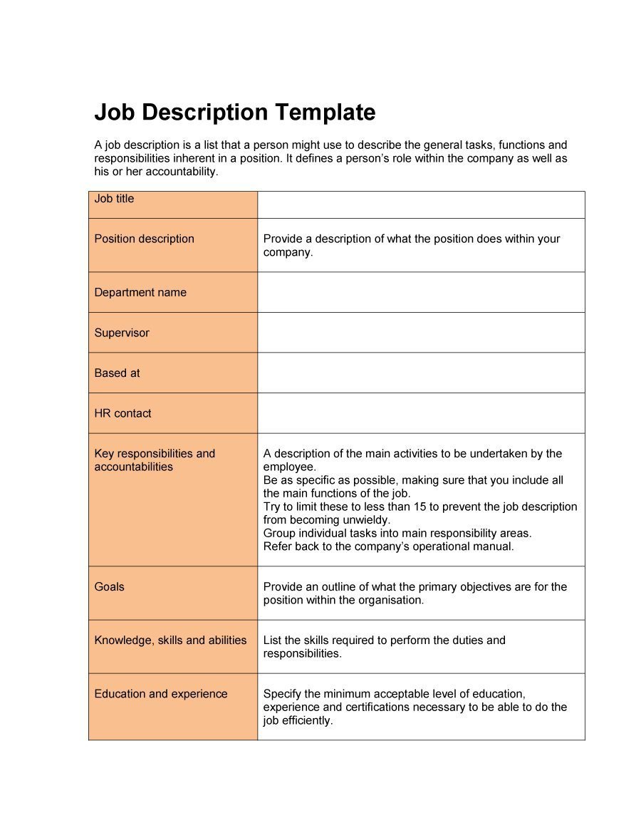 Free Job Description Template 49 Free Job Description Templates & Examples Free