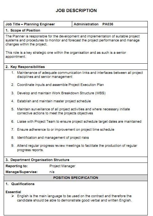 Free Job Description Template Job Description