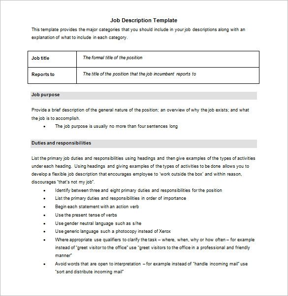 Free Job Description Template Job Description Template – 28 Free Word Excel Pdf Free Job Description Template Job Description Template – 28 Free Word Excel Pdf