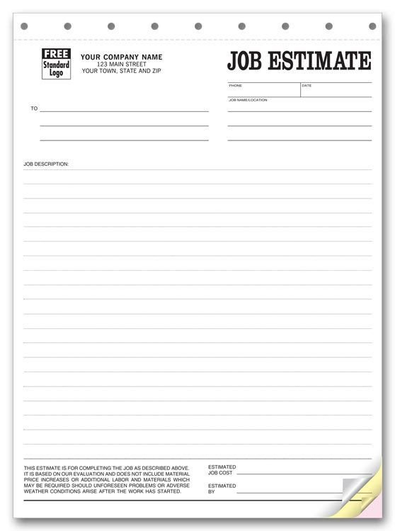 Free Job Estimate Template Printable Blank Bid Proposal forms