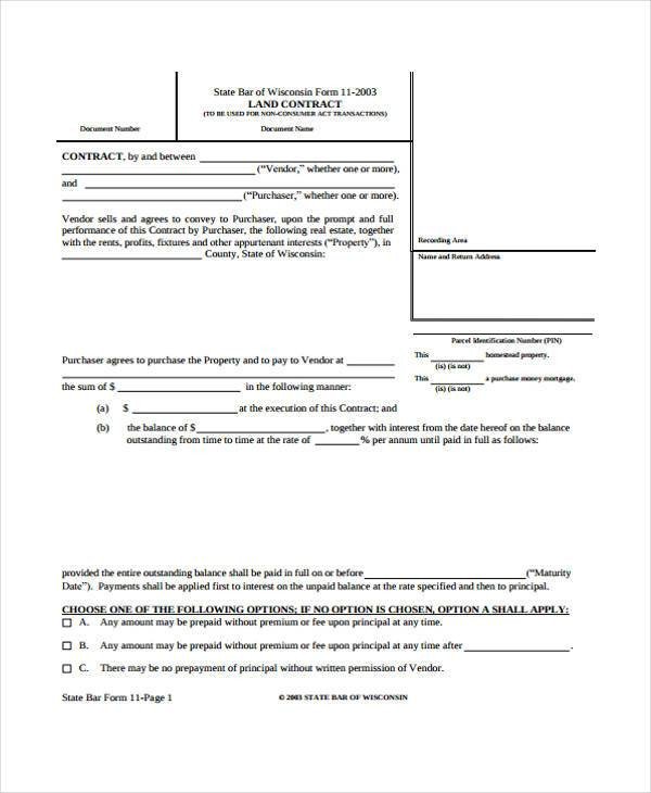 Free Land Contract forms 38 Sample Free Contract forms