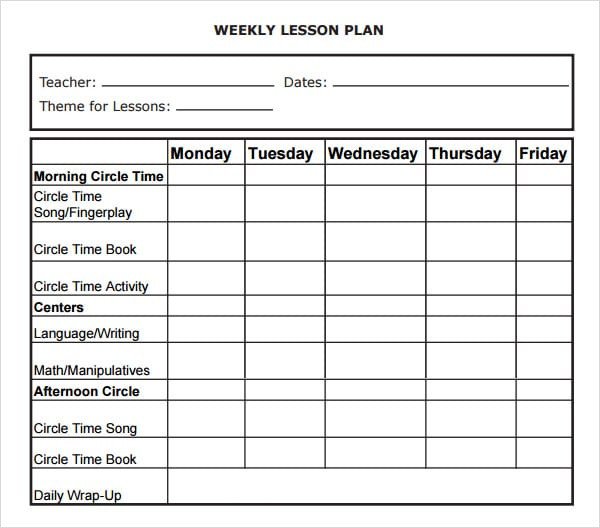 Free Lesson Plan Template Word 5 Free Lesson Plan Templates Excel Pdf formats