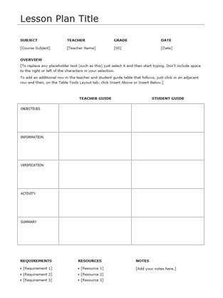 Free Lesson Plan Template Word Lesson Plan Fice Templates