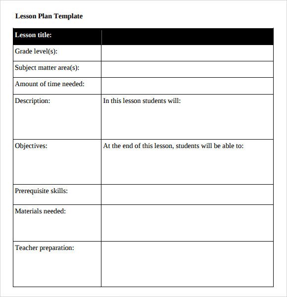 Free Lesson Plan Template Word Sample Middle School Lesson Plan Template 7 Free