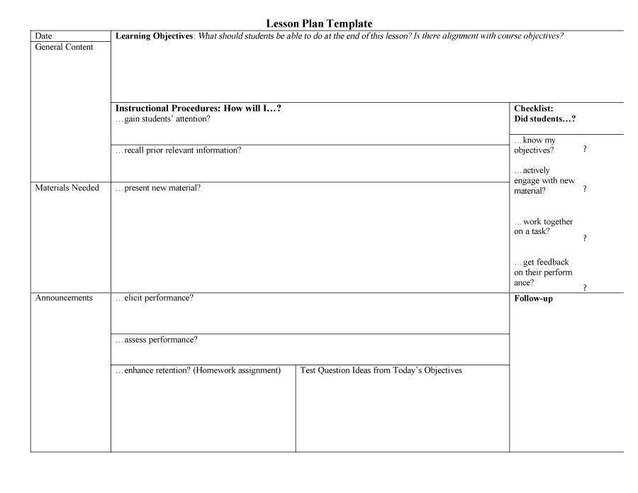 Free Lesson Plan Templates 44 Free Lesson Plan Templates [ Mon Core Preschool Weekly]