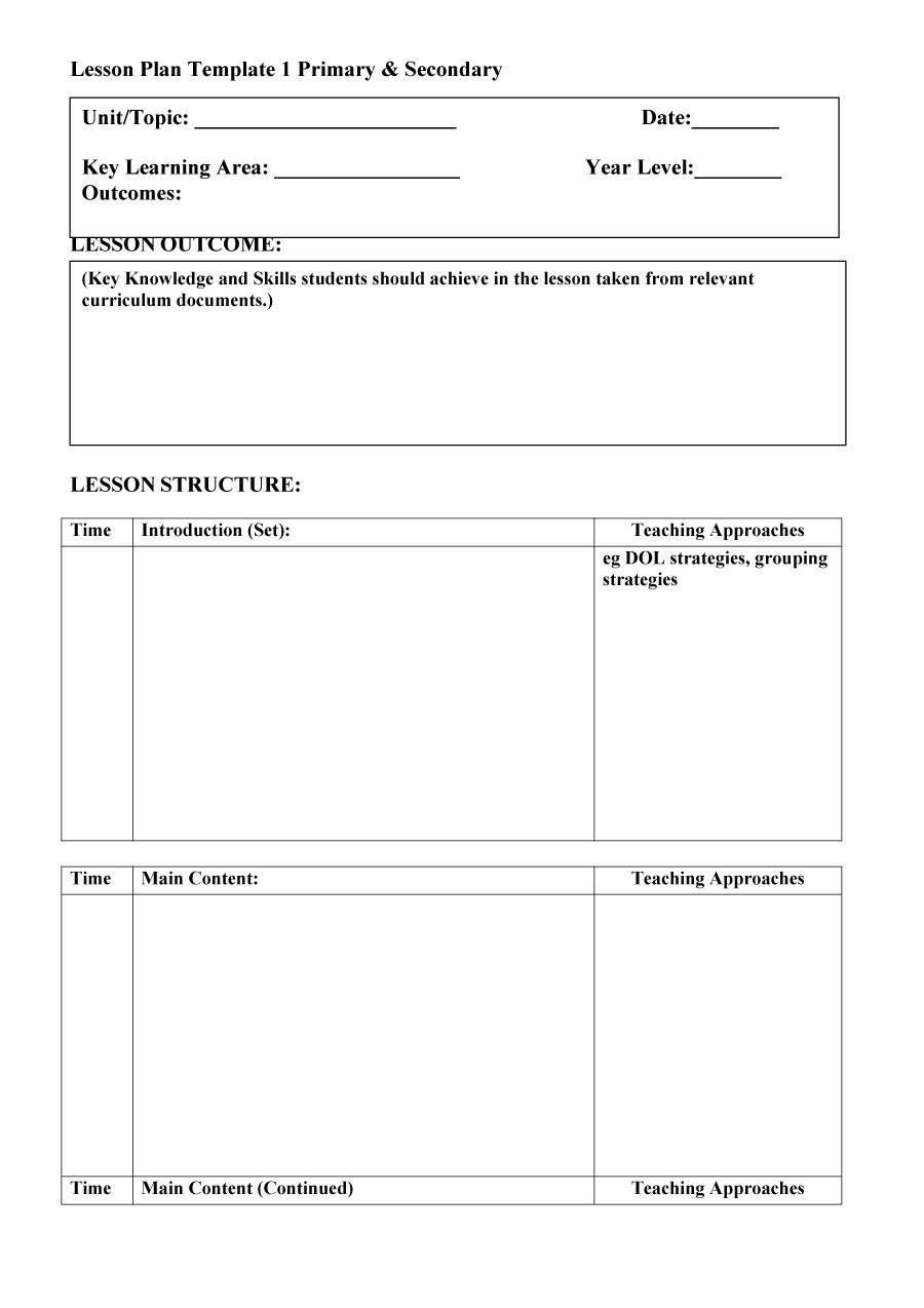 Free Lesson Plan Templates 44 Free Lesson Plan Templates [ Mon Core Preschool Weekly]