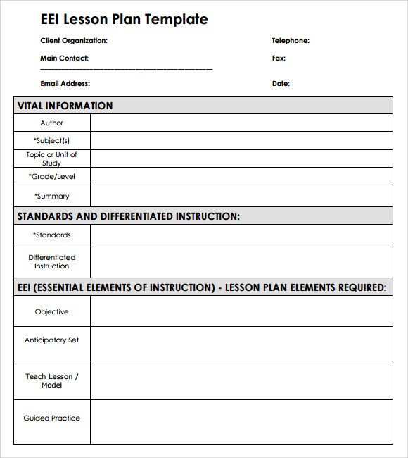 Free Lesson Plan Templates Sample Blank Lesson Plan 10 Documents In Pdf