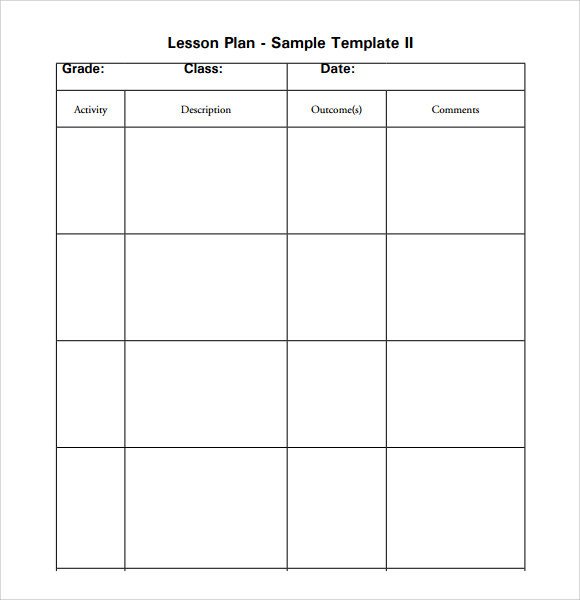 Free Lesson Plan Templates Sample Elementary Lesson Plan Template 8 Free Documents