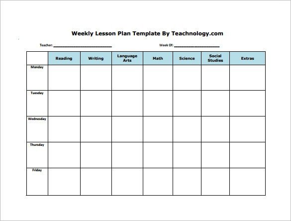 Free Lesson Plan Templates Weekly Lesson Plan Template