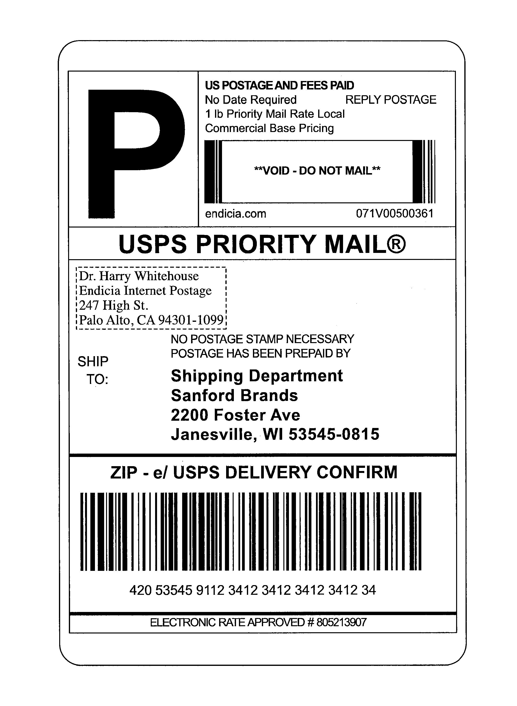 Free Mail Label Template Shipping Label Template Usps