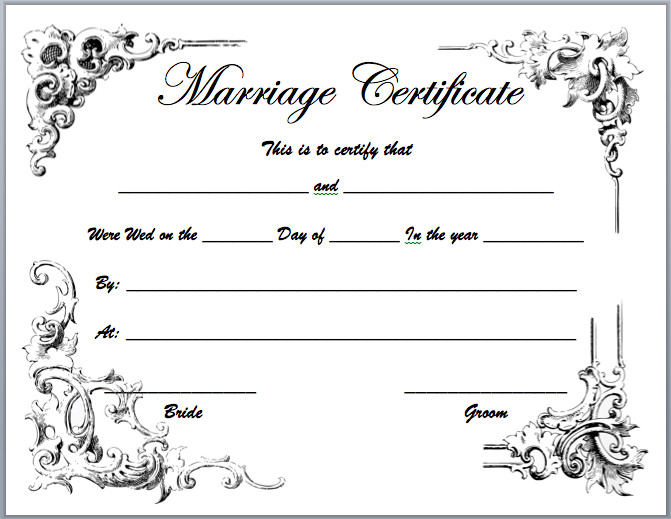 Free Marriage Certificate Template Marriage Certificate Template Microsoft Word Templates