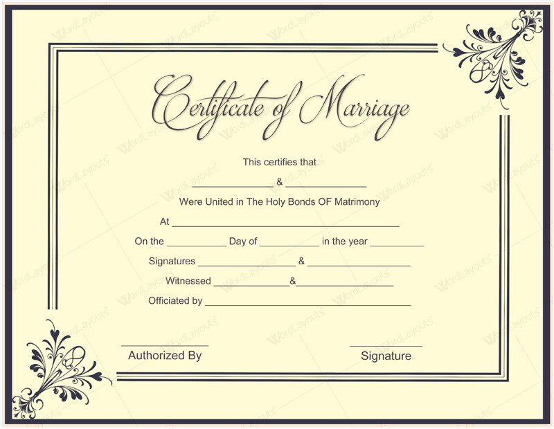 Free Marriage Certificate Template Printable Marriage Certificate Templates 10 Editable
