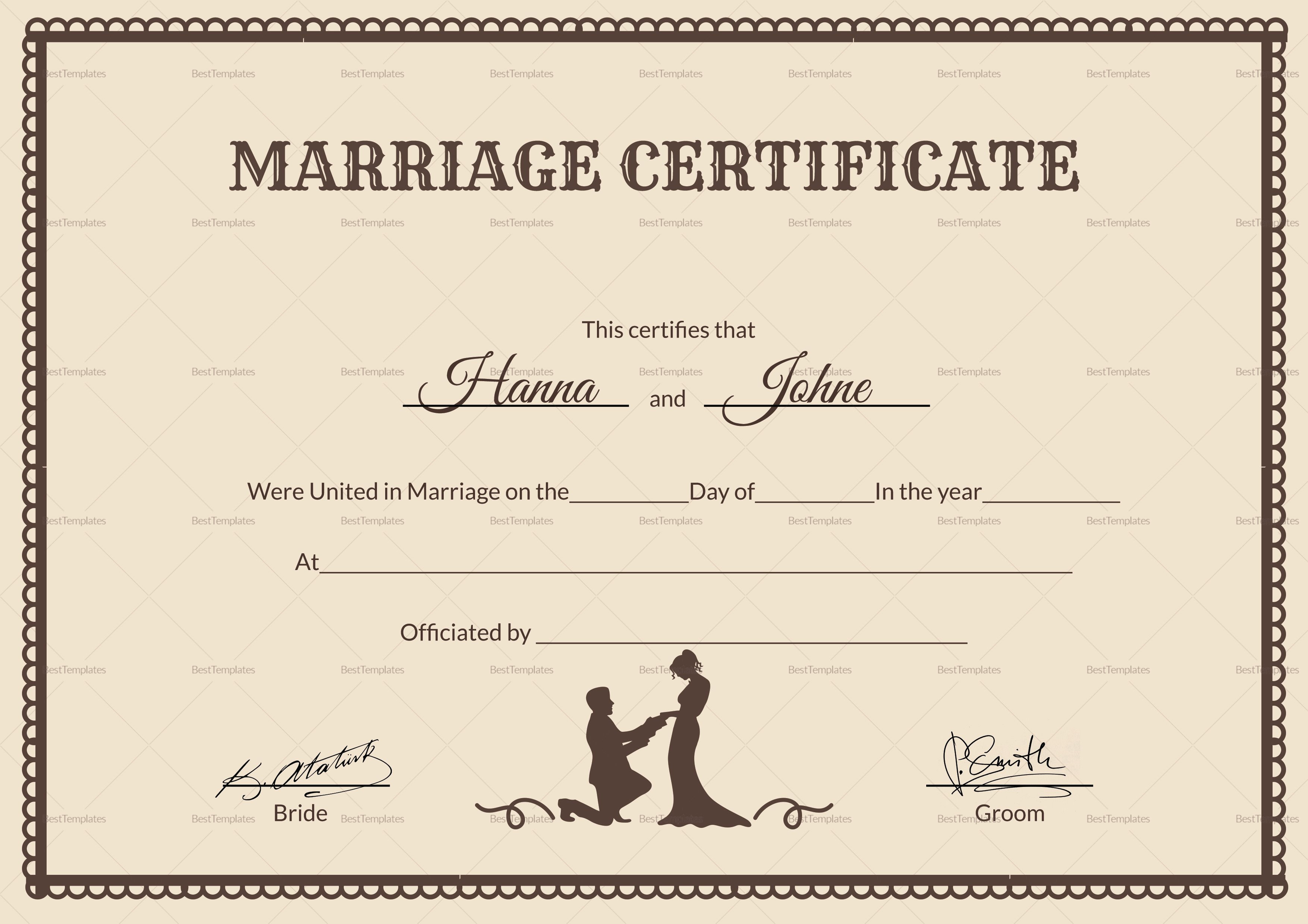 Free Marriage Certificate Template Vintage Marriage Certificate Design Template In Psd Word