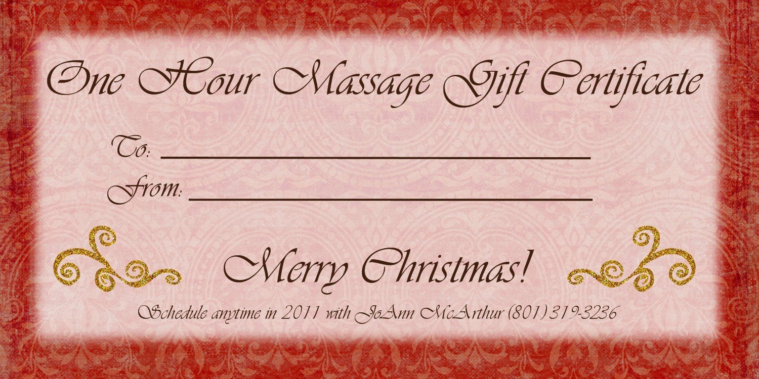 Free Massage Gift Certificate Template Pure Massage