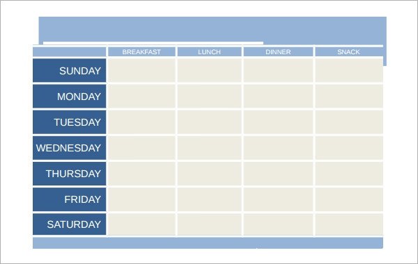Free Meal Planner Template 18 Meal Planning Templates Pdf Excel Word