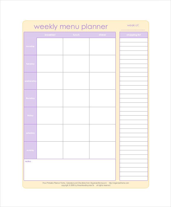 Free Meal Planner Template 31 Menu Planner Templates Free Sample Example format