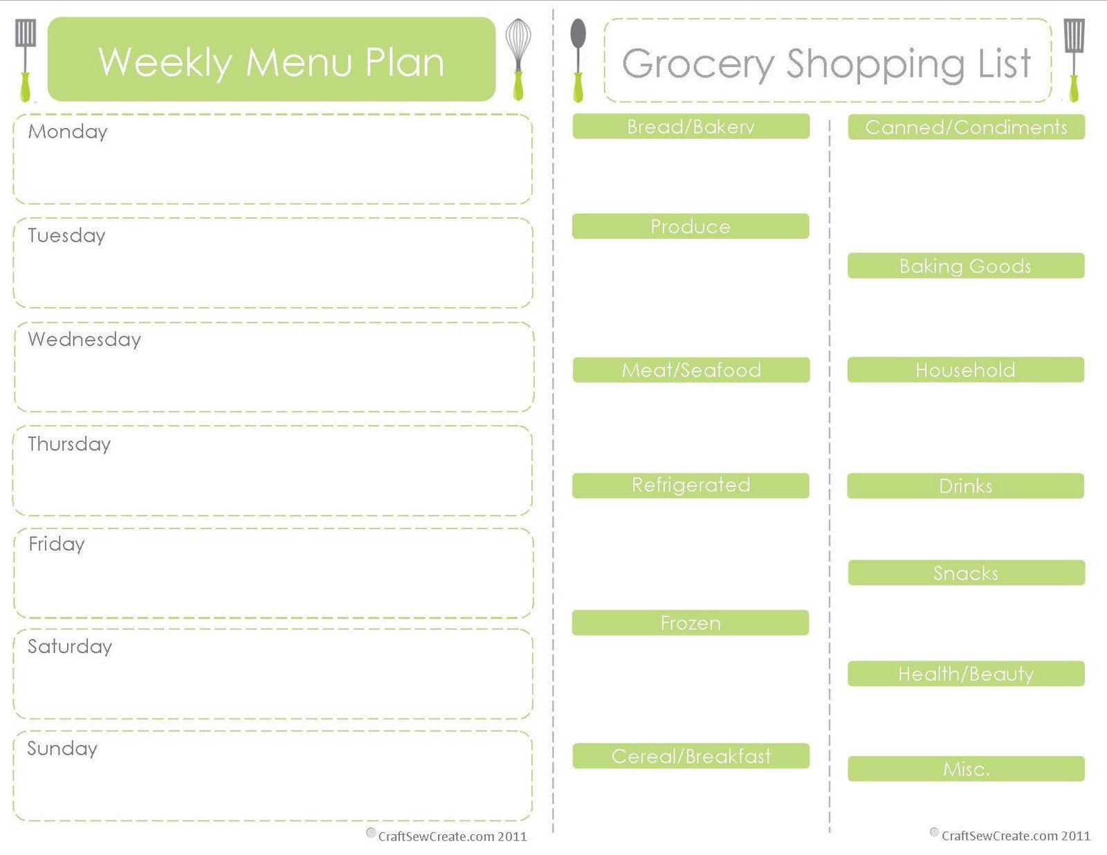 Free Meal Planner Template Craft Sew Create Free Printable Menu Plan Shopping List