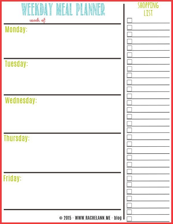 Free Meal Planner Template Free Meal Planner Food Tips &amp; Healthy Eating
