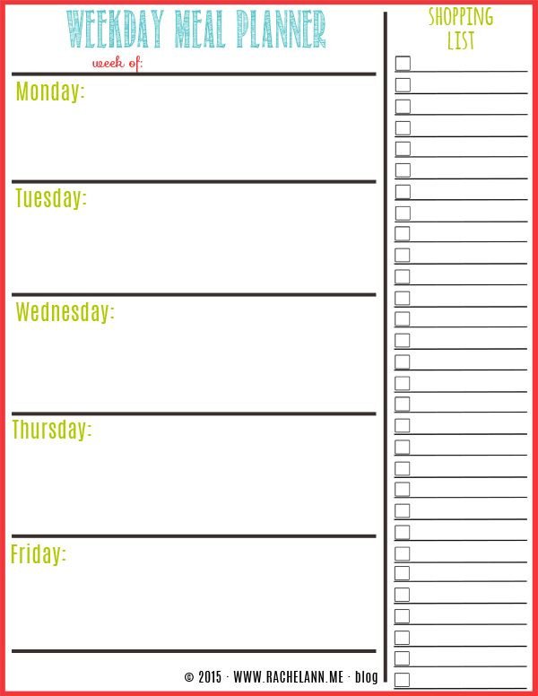 Free Meal Planner Template Free Meal Planner Food Tips & Healthy Eating