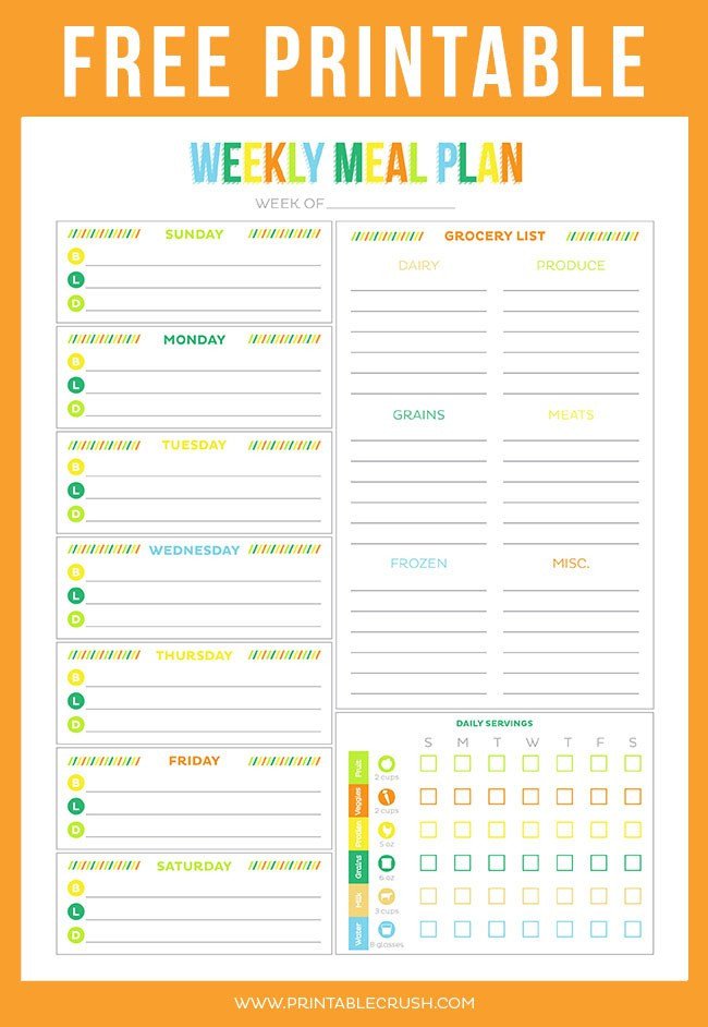 Free Meal Planner Template Free Printable Weekly Meal Planner Printable Crush