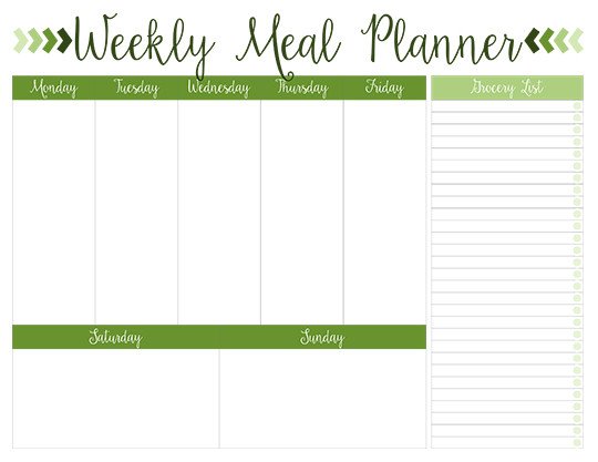 Free Meal Planner Template Printable Weekly Meal Planners Free