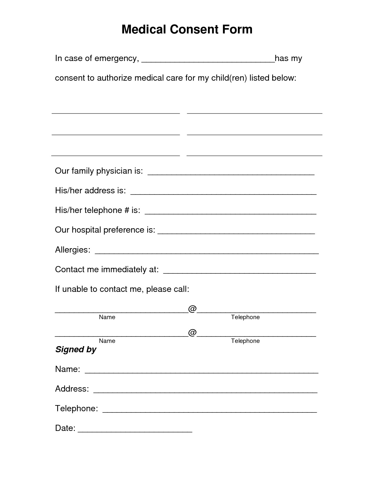 Free Medical Release form Free Printable Medical Consent form