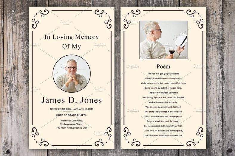 Free Memorial Card Template 17 Funeral Memorial Card Designs &amp; Templates Psd Ai