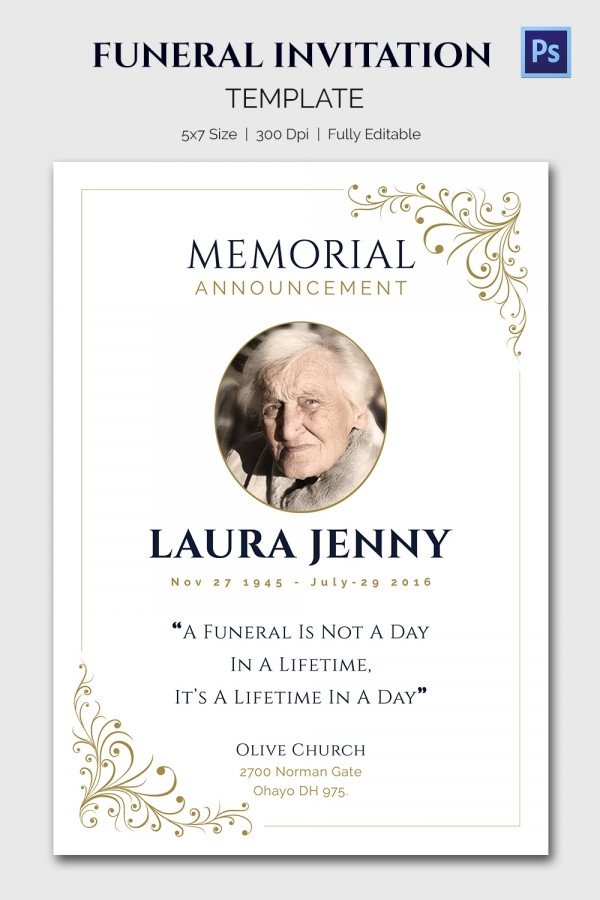 Free Memorial Card Template Funeral Invitation Template – 12 Free Psd Vector Eps Ai