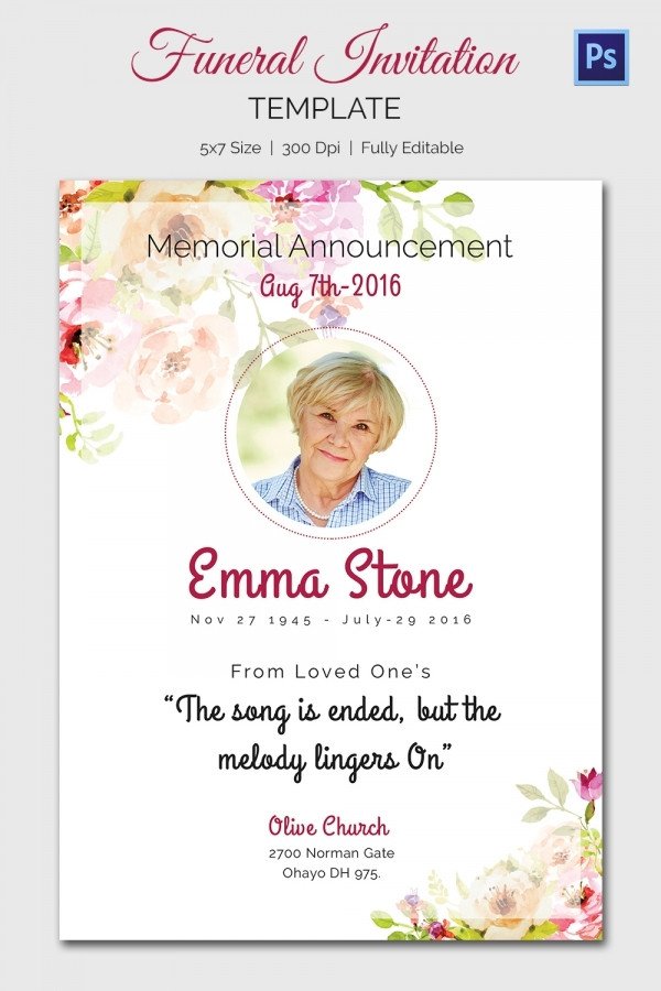 Free Memorial Card Template Funeral Invitation Template – 12 Free Psd Vector Eps Ai