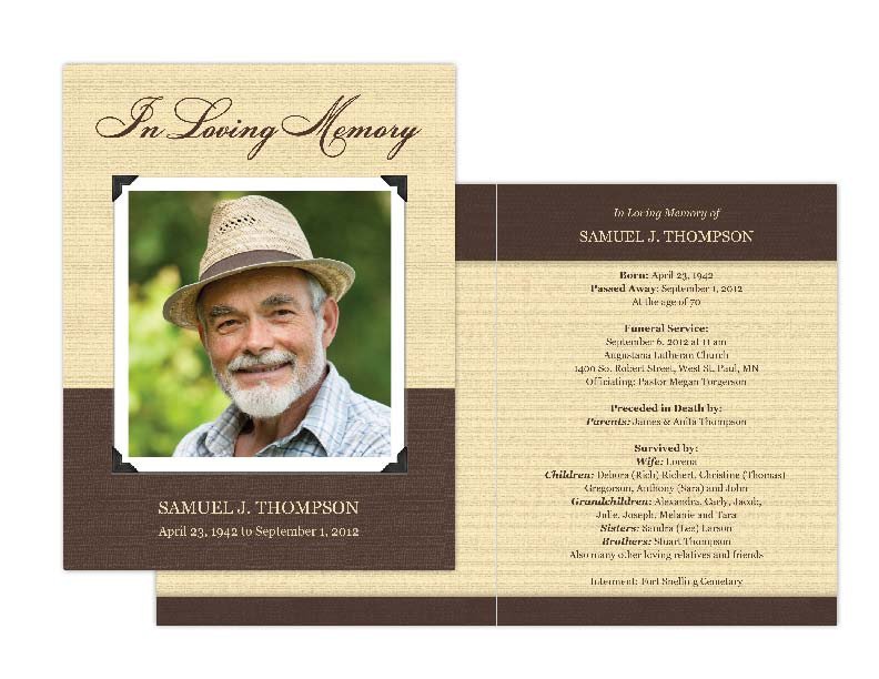 Free Memorial Card Template Memorial Cards Memorial Programs and Memorial Bookmarks