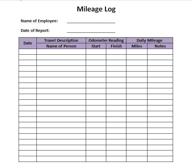 Free Mileage Log Template 30 Printable Mileage Log Templates Free Template Lab