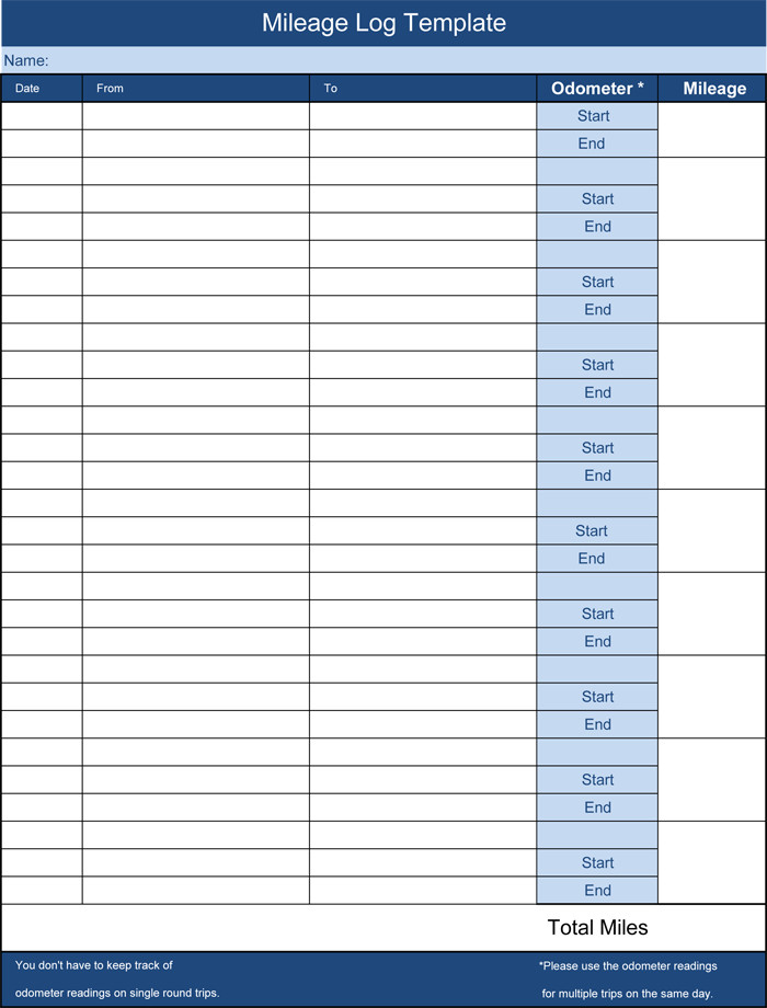 Free Mileage Log Template 8 Mileage Log Templates to Keep Your Mileage On Track