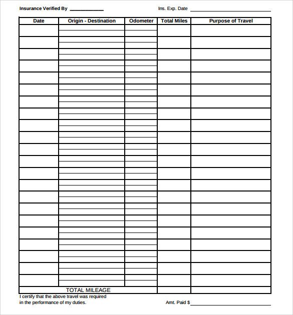 Free Mileage Log Template Mileage Log Template 13 Download Free Documents In Pdf Doc