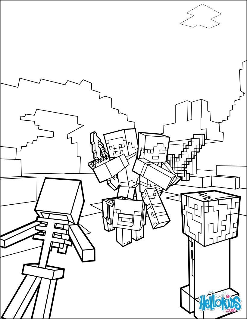 Free Minecraft Coloring Pages Minecraft Coloring Page Fight All the Mobs Coloring