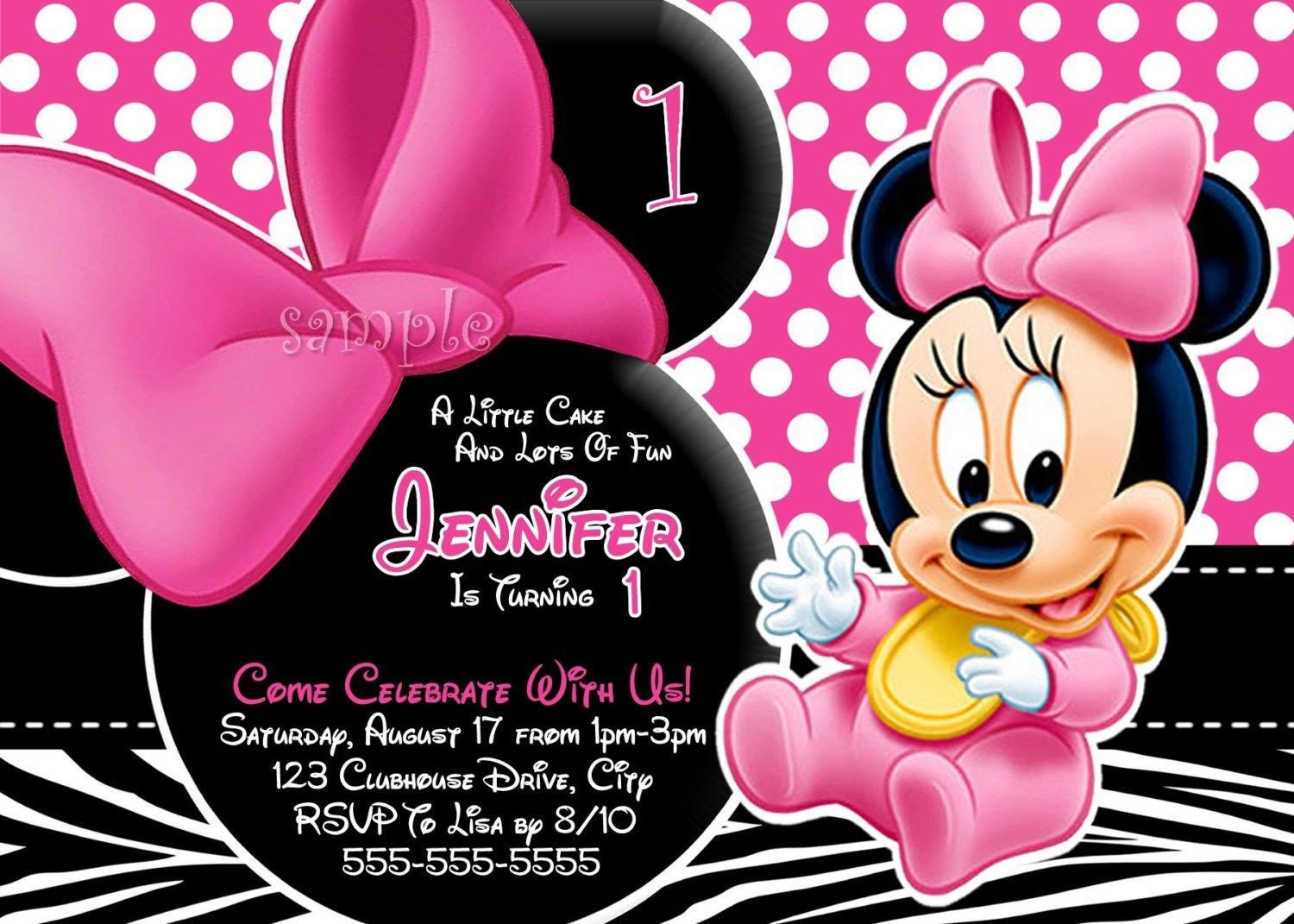 Free Minnie Mouse Invitations Free Minnie Mouse Invitation Template Minnie Mouse First