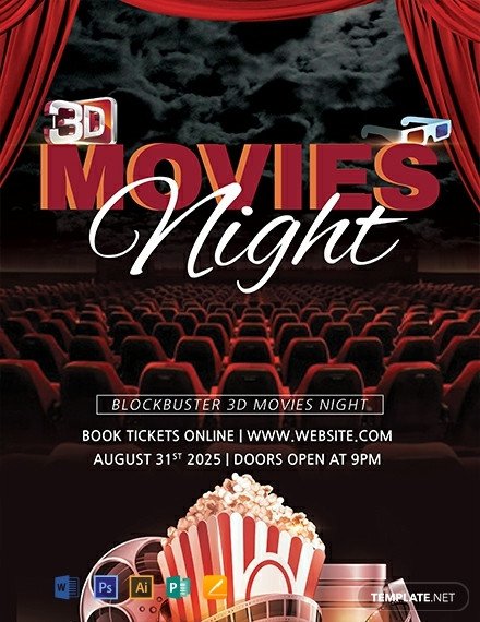 Free Movie Night Flyer Template Free 3d Movies Night Flyer Template Download 1423 Flyers