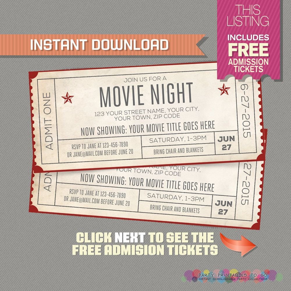 Free Movie Ticket Template Blank Movie Ticket Invitation Template Free Download Aashe