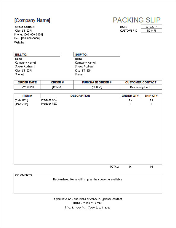 Free Packing Slip Template Free Packing Slip Template for Excel and Google Sheets
