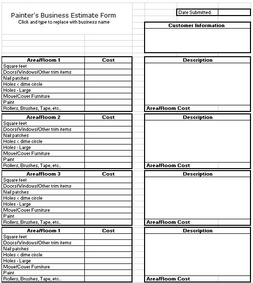 Free Painting Estimate Template 11 Free Sample Painting Estimate Templates Printable Samples