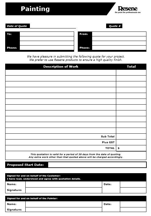 Free Painting Estimate Template 11 Free Sample Painting Estimate Templates Printable Samples