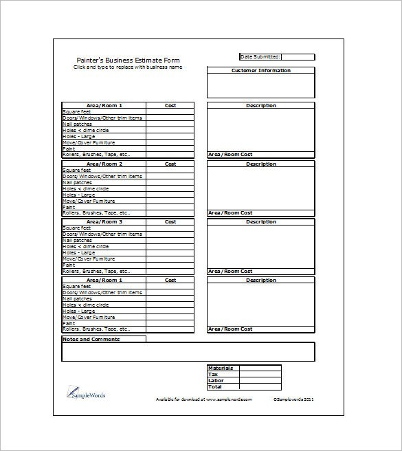 Free Painting Estimate Template 19 Sample Estimate Templates Docs Pdf Excel
